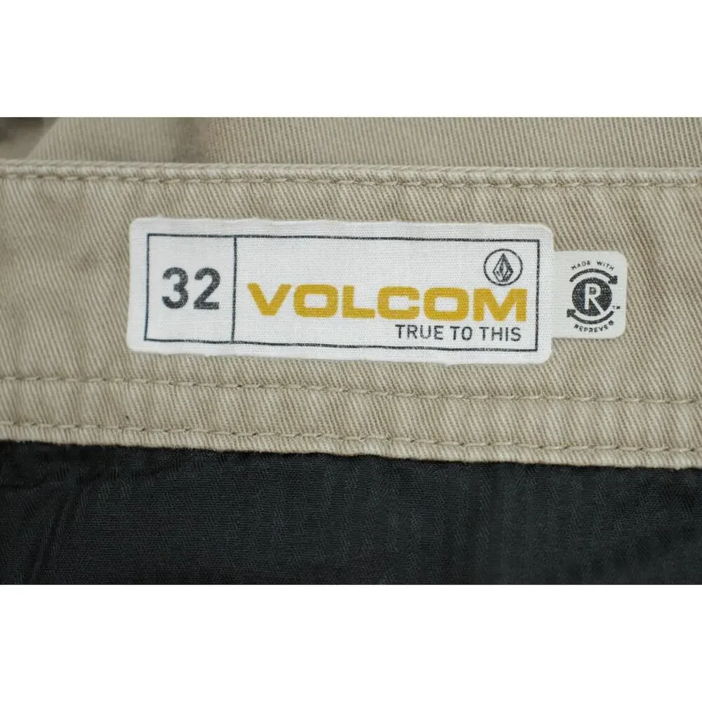 Volcom Shorts Mens 32 Biege‎ Cotton Blend Flat Front Chino 9